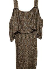 Minkpink Bodycon Dress Beige Neutral Off-the-Shoulder size medium