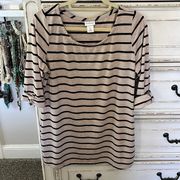 Motherhood‎ Maternity Black & Tan Striped Casual Shirt Size Large
