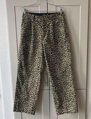 Obey Casbah Print Khaki Leopard High Rise Waist Cropped Wide Leg NWT 29