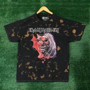 Iron Maiden Eddie the Beast Heavy Metal Band Bleach Wash T-Shirt Size Medium