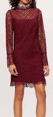 Sandro NWOT Helian Lace Long Sleeve Bordeaux Dress Size 38