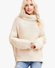 Blushing Heart Cream Oversized Chunky Turtleneck Sweater Size Medium/Large