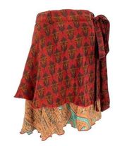 WEVEZ Silk Blend Layered Wrap Skirt Paisley Y2K Fairy Bohemian Gypsy size XS