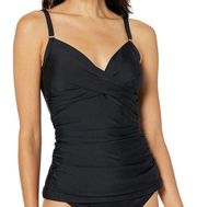 Calvin Klein BLACK Ruched Twist Tankini Swim Top