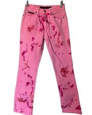 Vintage DKNY High Waisted Mom Jeans Tie Dye Acid Wash Pink Jeans size 2