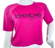 Sport Cropped Pink T-Shirt Logo Size Large Polyester Spandex