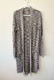 Anthropologie Pilcro Womens Sweater Size S Fuzzy Duster Pockets Soft Neutral