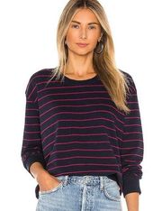 FRANK & EILEEN Lab511 Primrose Stripe Sweatshirt In Navy Blue/Red L