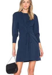 Lace Up Front Twill Dress Navy 6