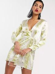 Satin Snakeskin Wrap Mini Dress