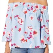 Mud Pie Izzy Blue Floral Off the Shoulder Top