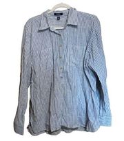 Chaps Womens Size XL Multicolor Stripe Linen Blend Button Up Shirt Blouse