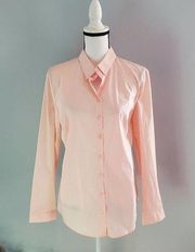 New York & Company Stretch Pink Button Down Shirt L