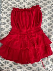 Boutique Red Strapless Romper