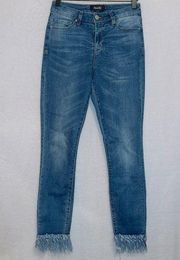 Nanette Lepore Medium Wash Denim High Rise Frayed Hem Ankle Length Jeans size 2