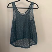 Chloe K Crochet Blue Sleeveless Top Size Small