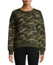 No Boundaries Juniors Camo Printed Green Scoop Neck Pullover Sweatshirt SZ XL