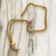 Juicy Couture Pave Crystal Shark Tooth Necklace-Pendant, Clear, Gold Toned Metal