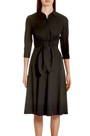 NWOT New York black collared retro fit & flare 3/4 sleeve dress