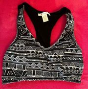 BOZZOLO SIZE MEDIUM BLACK & WHITE RACERBACK WORK OUT BRA