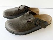 Birkenstock  Papillio Size 40 Boston Clog Brown Embossed Check Print Rare HTF