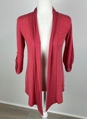 Bobeau Red Open-Front Cardigan Size XS