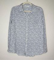 Beachlunchlounge Blue White Mini Heart Print Button Down Shirt