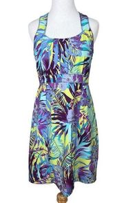 Title‎ Nine Trouble Nimblene Dress 4 Multicolor Tropical Built In Bra Zip A-Line