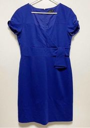 Tahari Blue Short Sleeve Knee Length Dress