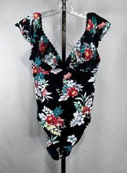 Tommy Bahama  Women's Floral Springs Flounce Smoothing One-Piece Swimsuit Size 8