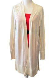 Dana Buchman long cardigan solid color front & sleeves flower print back