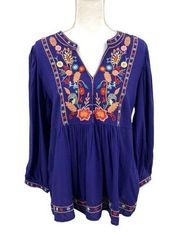 NWT solitaire embroidered peasant boho blouse large