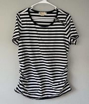 MICHAEL Michael Kors Striped Tee 1X Scoop Neck Black White