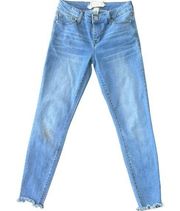 ALTAR'D STATE Womens Mid Rise Medium Wash Skinny Jeans, Ankle Crop Denim Blue 26