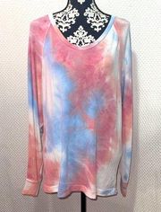 Adora Hot Pink Blue Tie Dye Multicolor lightweight high/low comfy - NWT.