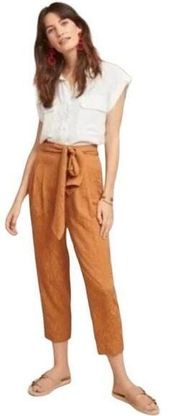 Anthropologie Ett:twa Jogger Tie Waist Pants Aubade Gold Textured Womens 14