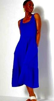 J. Jason Wu Regular Flowy Knit Royal Blue MIDI with Shirred Hem Detail- Small