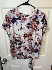 Simply Vera Wang Purple Floral Lightweight Short Sleeve T-Shirt Size Small