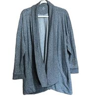 Talbots Cardigan Womens Extra Large XL Gray Open Collared Stretch Sweater