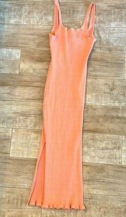 Honolua surf company, orange ribbed maxi dress