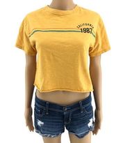 Awake SMALL Yellow Cold Crush California 1987 Crop Top Tee Short Sleeve Crew