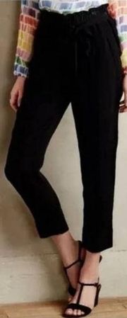 Anthropologie Cartonnier Straight Leg Tapered Elastic Waist Casual Pants Black S