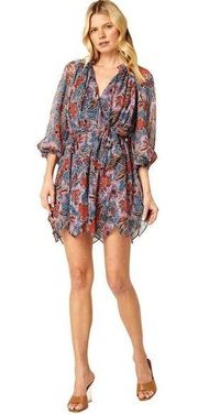 MISA Los Angeles Tara Dress in Cerulean Floral Print Blue Size XS