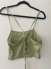 Lelis Light Green Satin Crop Top