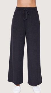 Lost + Wander Bitter Sweet Ribbed Wide Leg Pant - Black - L