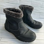 Khombu Fur Black Suede Womens Ankle Winter Boots Size 7