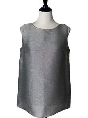 Lafayette 148 Textured Sleeveless Blouse Silver Gray Woven Top Women Size 6