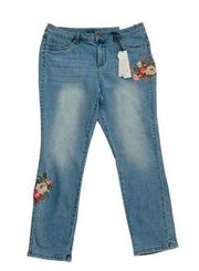 Workshop Jeans Ankle Republic Light Wash Floral Embroidered High Rise Size 10