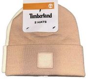 Timberland Womens 2 Pack Knit Winter Hats, Blush & Cream