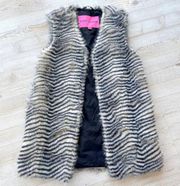 Betsey Johnson Faux Fur Striped‎ Vest | Size XS